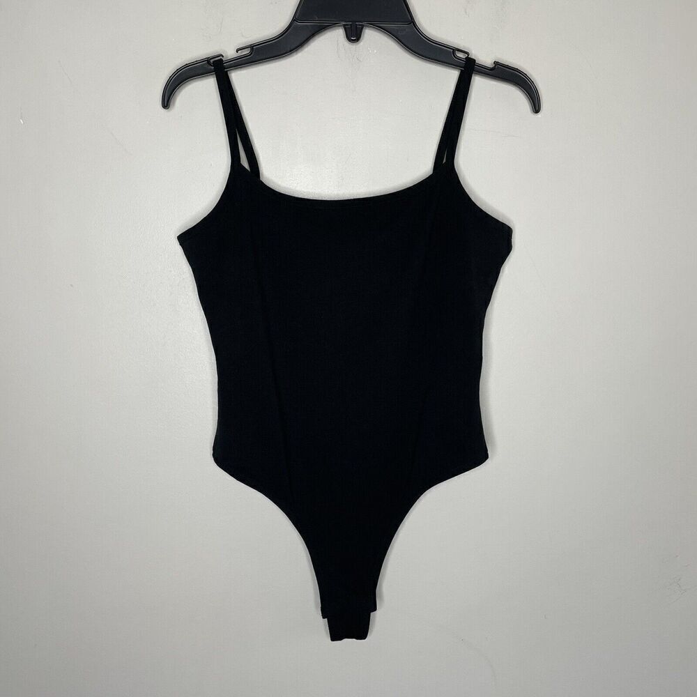 MADEWELL Bodysuit Womens Small Solid Black Tank Thong NEW Scoop Stretch NO414